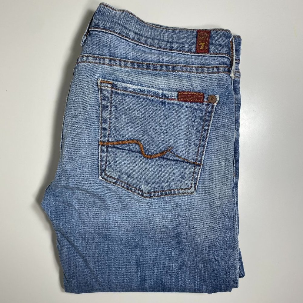 7 For All Man Kind Womens Jeans Light Wash Bootcut Blue Sz 28